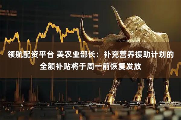 领航配资平台 美农业部长：补充营养援助计划的全额补贴将于周一前恢复发放