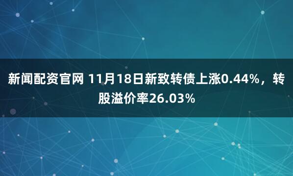 新闻配资官网 11月18日新致转债上涨0.44%,转股溢价率26.03%
