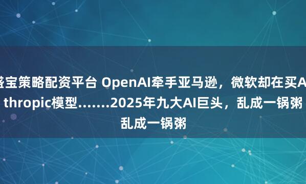 盛宝策略配资平台 OpenAI牵手亚马逊，微软却在买Anthropic模型.......2025年九大AI巨头，乱成一锅粥