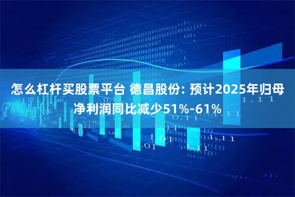 怎么杠杆买股票平台 德昌股份: 预计2025年归母净利润同比减少51%-61%